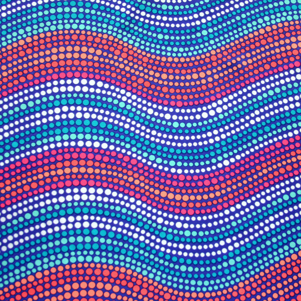 Wavy Dots on Purple Nylon Lycra Swimsuit Fabric - 11" Remnant