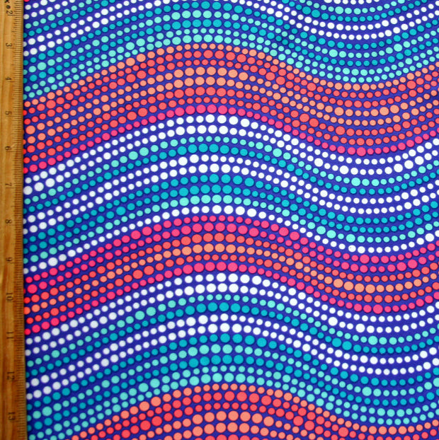 Wavy Dots on Purple Nylon Lycra Swimsuit Fabric - 11" Remnant
