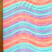 Wavy Dots on White Nylon Lycra Swimsuit Fabric