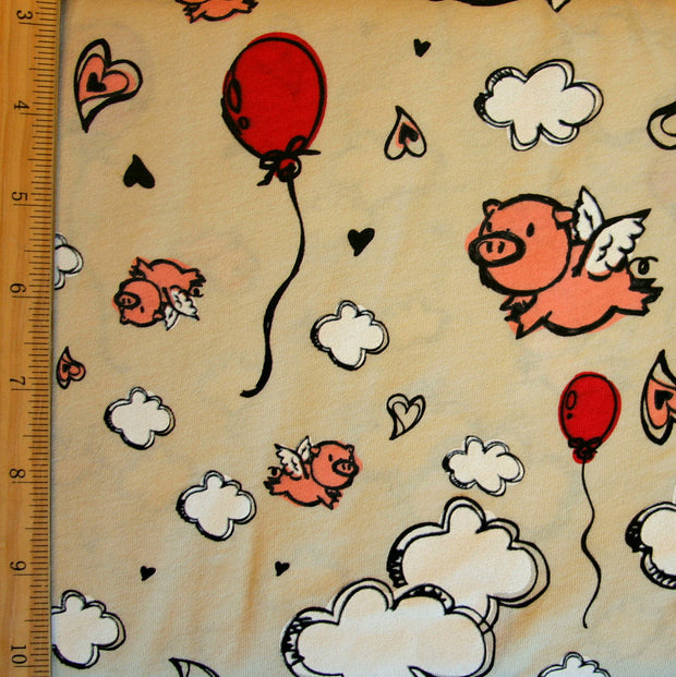 When Pig's Fly Cotton Knit Fabric
