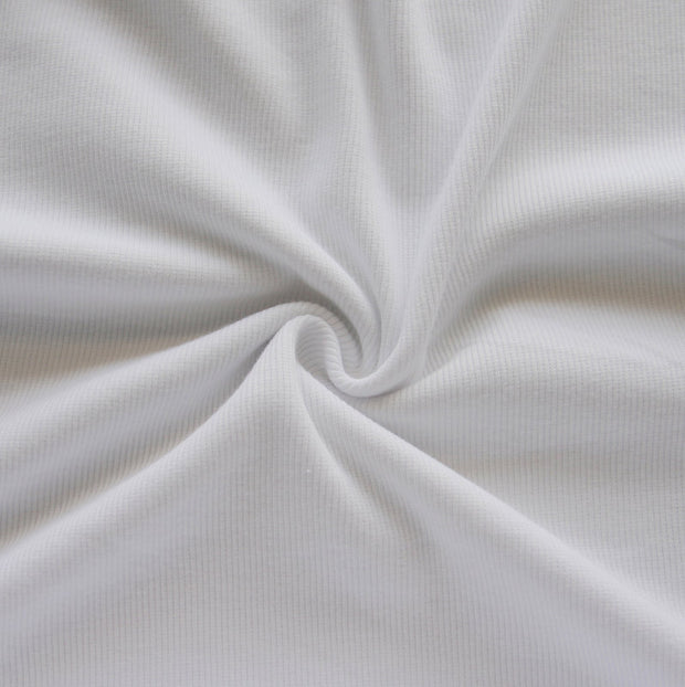 White 2x1 Cotton Rib Knit Fabric
