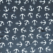 White Anchors on Dark Navy Nylon Spandex Swimsuit Fabric