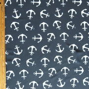 White Anchors on Dark Navy Nylon Spandex Swimsuit Fabric