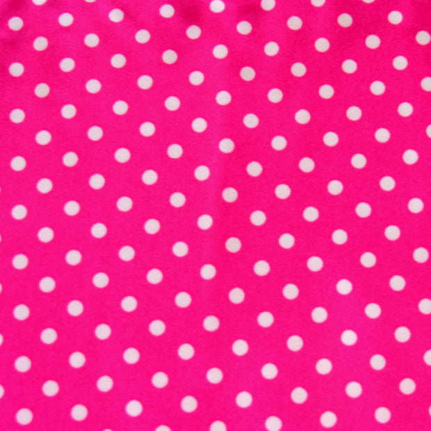 White Aspirin Polka Dots on Bright Pink Nylon Lycra Swimsuit Fabric