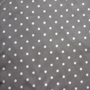 White Eraser Polka Dots on Grey Cotton Lycra Knit Fabric