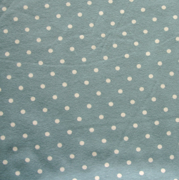 White Aspirin Dots on Light Slate Blue Cotton Lycra Knit Fabric