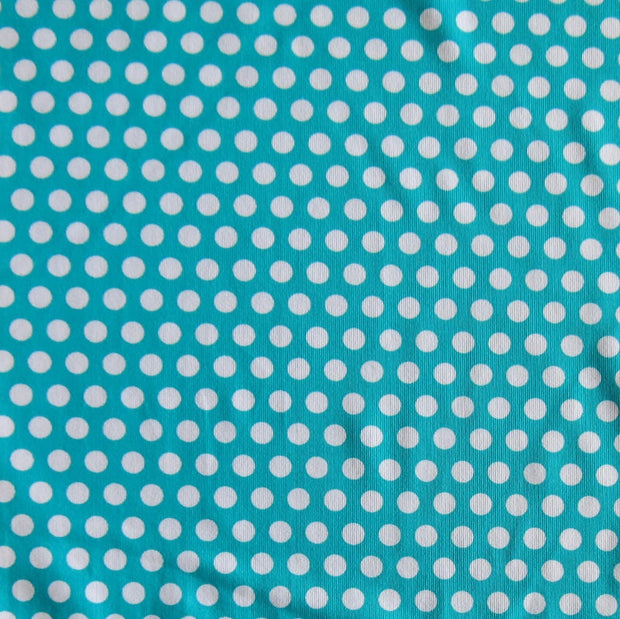 White Aspirin Polka Dots on Laribe Nylon Spandex Swimsuit Fabric