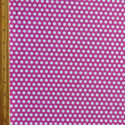 White Aspirin Polka Dots on Fuschia Nylon Spandex Swimsuit Fabric