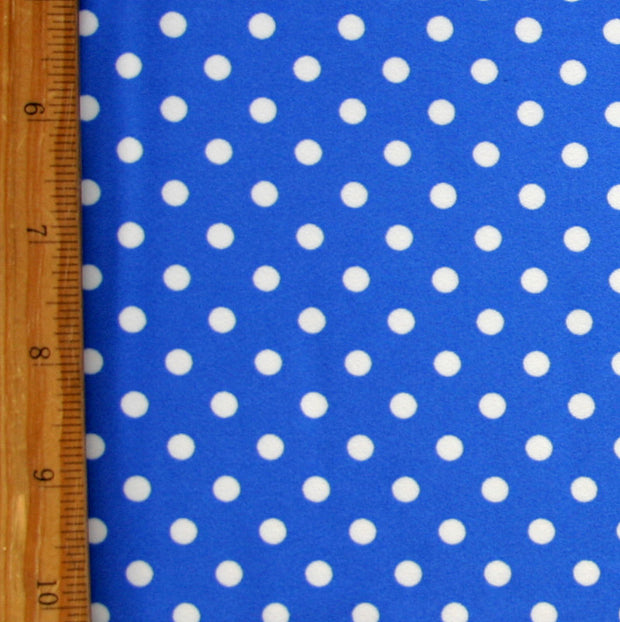 White Aspirin Dots on Royal Blue Nylon Lycra Swimsuit Fabric