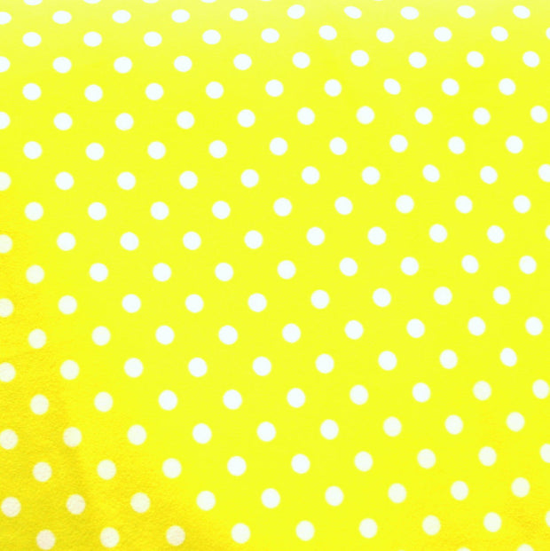 White Aspirin Polka Dots on Yellow Nylon Lycra Swimsuit Fabric - SECONDS - Not Quite Perfect
