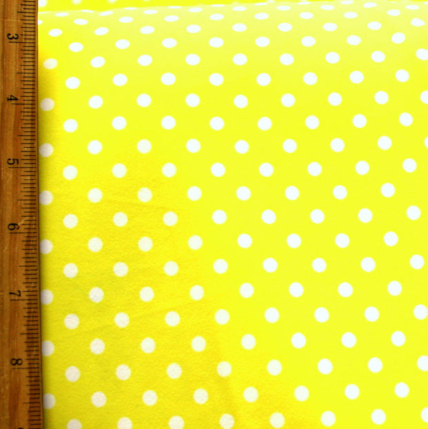 White Aspirin Polka Dots on Yellow Nylon Lycra Swimsuit Fabric - SECONDS - Not Quite Perfect