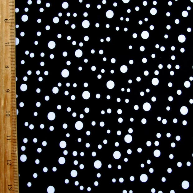 White Bubble Dots on Black Nylon Lycra Swimsuit Fabric - 19" Remnant