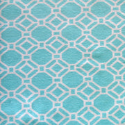 White Chainlink on Aqua Cotton Lycra Knit Fabric