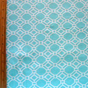 White Chainlink on Aqua Cotton Lycra Knit Fabric