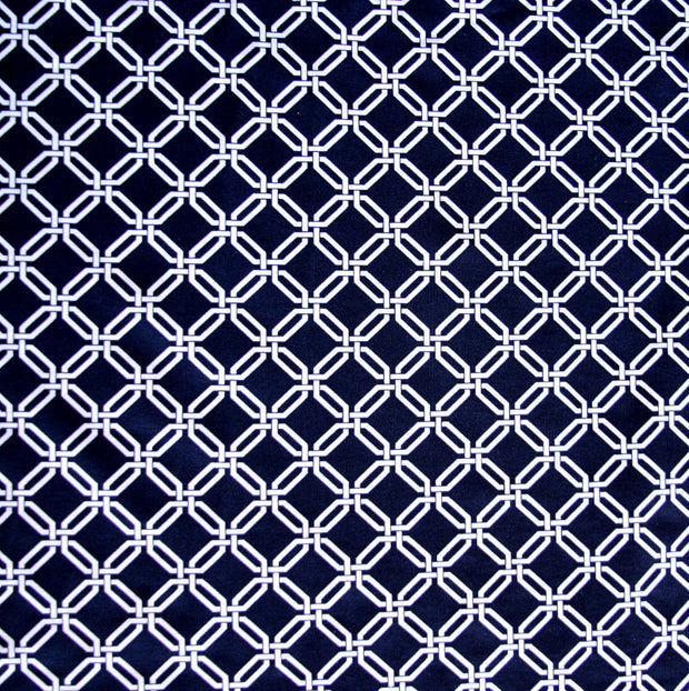 Small White Chainlink on Navy Nylon Lycra Swimsuit Fabric -18" Remnant
