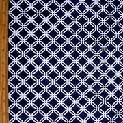 Small White Chainlink on Navy Nylon Lycra Swimsuit Fabric -18" Remnant