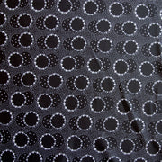 White Daisey Circles on Black Nylon Spandex Swimsuit Fabric