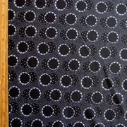 White Daisey Circles on Black Nylon Spandex Swimsuit Fabric