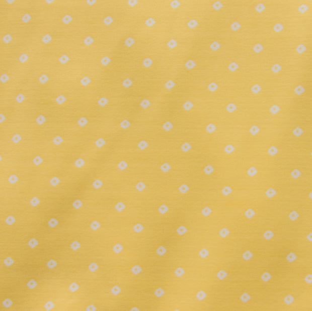 Tiny White Diamonds on Sunglow Yellow Nylon Lycra Swimsuit Fabric