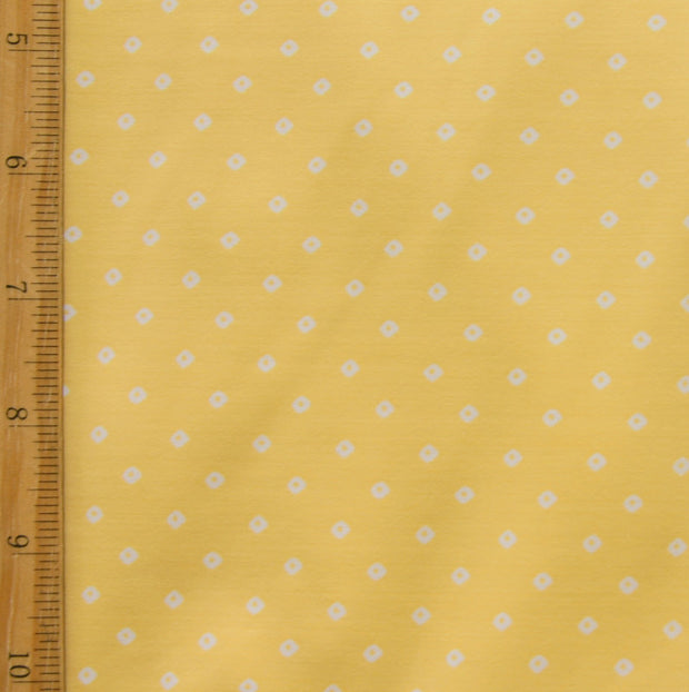 Tiny White Diamonds on Sunglow Yellow Nylon Lycra Swimsuit Fabric - 22" Remnant Piece
