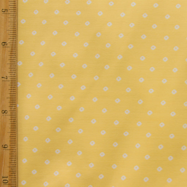 Tiny White Diamonds on Sunglow Yellow Nylon Lycra Swimsuit Fabric