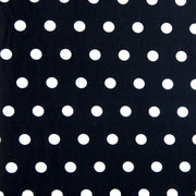 White Dime Sized Polka Dot on Black Nylon Spandex Swimsuit Fabric