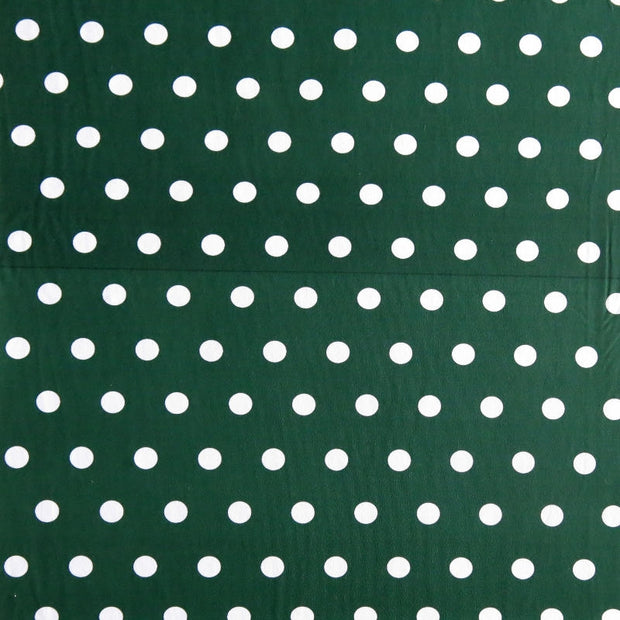 White Dime Sized Polka Dots on Hunter Nylon Spandex Swimsuit Fabric - SECONDS