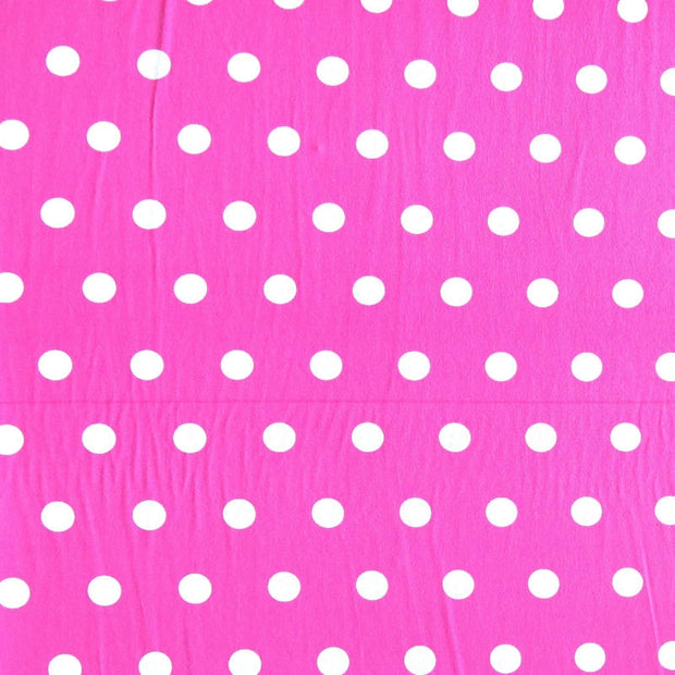 White Dime Sized Polka Dots on Jazzberry Pink Nylon Spandex Swimsuit Fabric - SECONDS