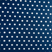 White Dime Sized Polka Dots on Navy Nylon Spandex Swimsuit Fabric - SECONDS
