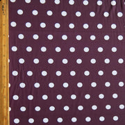 White Dime Sized Polka Dots on Cherry Wine Nylon Spandex Swimsuit Fabric - SECONDS