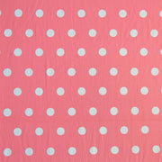 White Dime Sized Polka Dots on Coral Nylon Spandex Swimsuit Fabric - SECONDS
