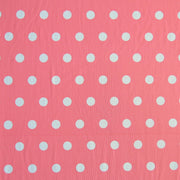 White Dime Sized Polka Dots on Coral Nylon Spandex Swimsuit Fabric - SECONDS
