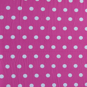 White Dime Sized Polka Dots on Fuschia Nylon Spandex Swimsuit Fabric - SECONDS
