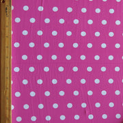 White Dime Sized Polka Dots on Fuschia Nylon Spandex Swimsuit Fabric - SECONDS