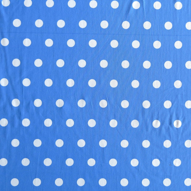 White Dime Sized Polka on Periwinkle Blue Nylon Spandex Swimsuit Fabric - Seconds