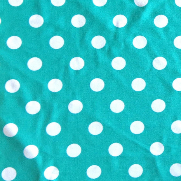 White Dime Sized Polka Dots on Laribe Nylon Spandex Swimsuit Fabric - SECONDS