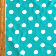 White Dime Sized Polka Dots on Laribe Nylon Spandex Swimsuit Fabric - SECONDS