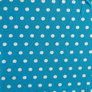 White Dime Sized Polka Dots on Teal Nylon Spandex Swimsuit Fabric - SECONDS