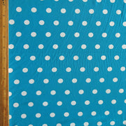 White Dime Sized Polka Dots on Teal Nylon Spandex Swimsuit Fabric - SECONDS