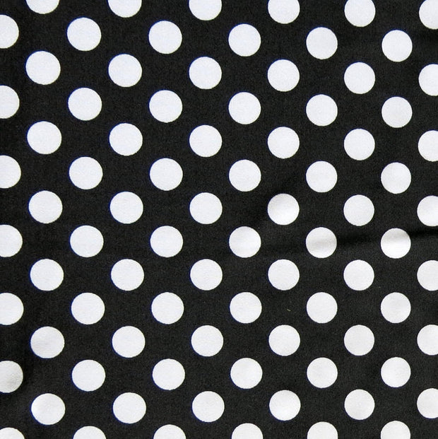 White Dime Sized Polka Dots on Black Nylon Spandex Swimsuit Fabric