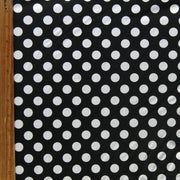 White Dime Sized Polka Dots on Black Nylon Spandex Swimsuit Fabric