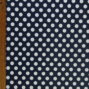 White Dime Sized Polka Dots on Navy Nylon Spandex Swimsuit Fabric