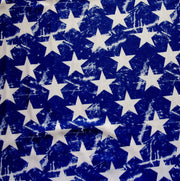 White Distressed Stars on Royal Nylon Lycra Swimsuit Fabric - 14" Remnant