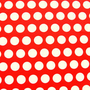 White Jumbo Dots on Orange/Red Nylon Lycra Swimsuit Fabric