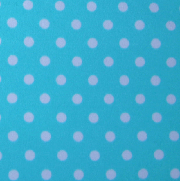 White Eraser Polka Dots on Aqua Swimsuit Fabric - 34" Remnant Piece