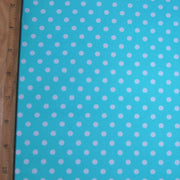 White Eraser Polka Dots on Aqua Swimsuit Fabric - 34" Remnant Piece