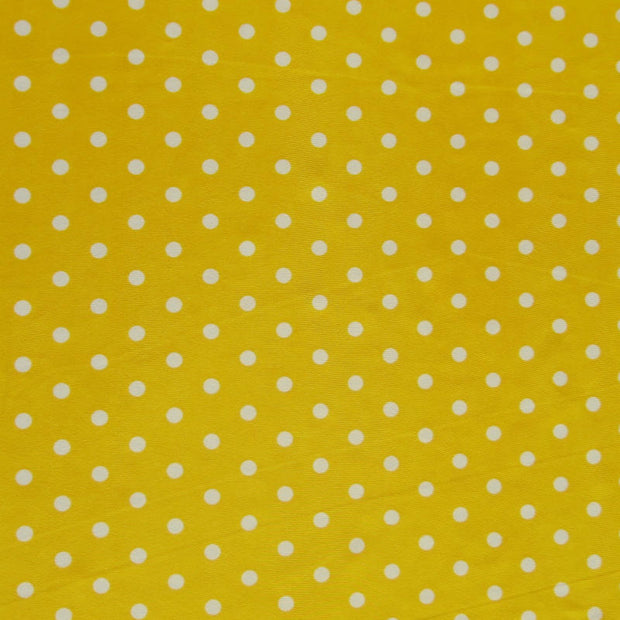 White Eraser Polka Dots on Goldenrod Nylon Spandex Swimsuit Fabric