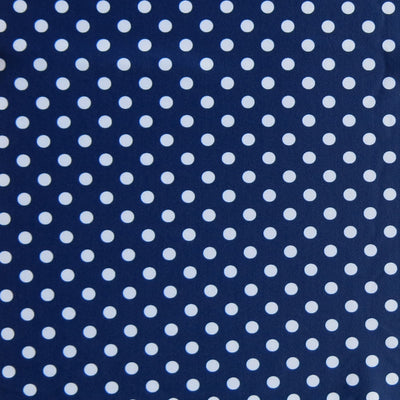 White Eraser Polka Dots on Harmony Blue Nylon Spandex Swimsuit Fabric