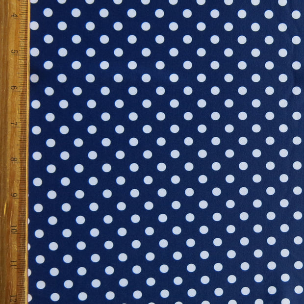 White Eraser Polka Dots on Harmony Blue Nylon Spandex Swimsuit Fabric
