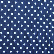 White Eraser Polka Dots on Navy Cotton Lycra Knit Fabric